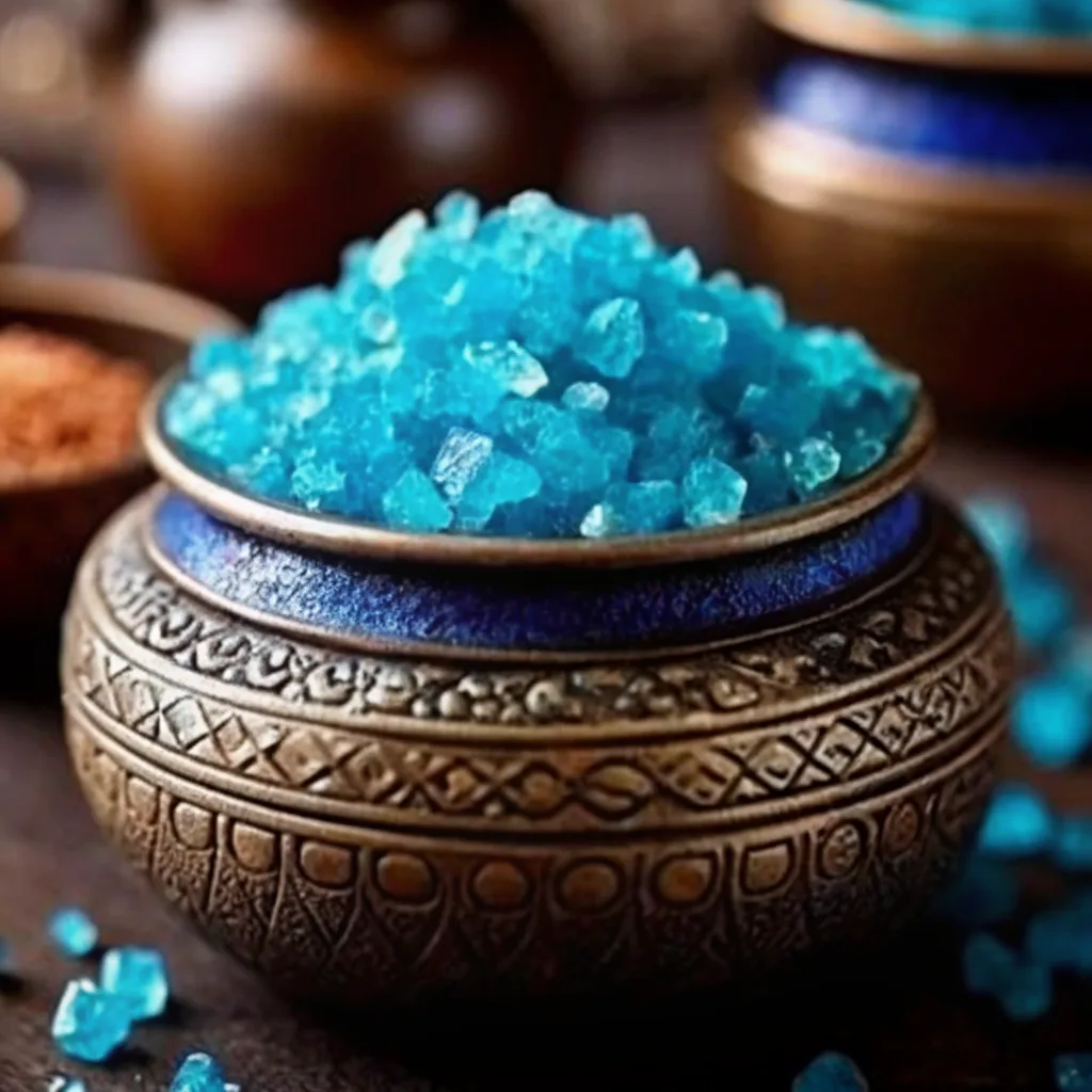 Glass of blue salt trick recipe