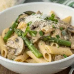 Creamy Mushroom and Asparagus Chicken Penne Recipe – The Ultimate Comfort Food 5 Creamy Mushroom and Asparagus Chicken Penne with Parmesan